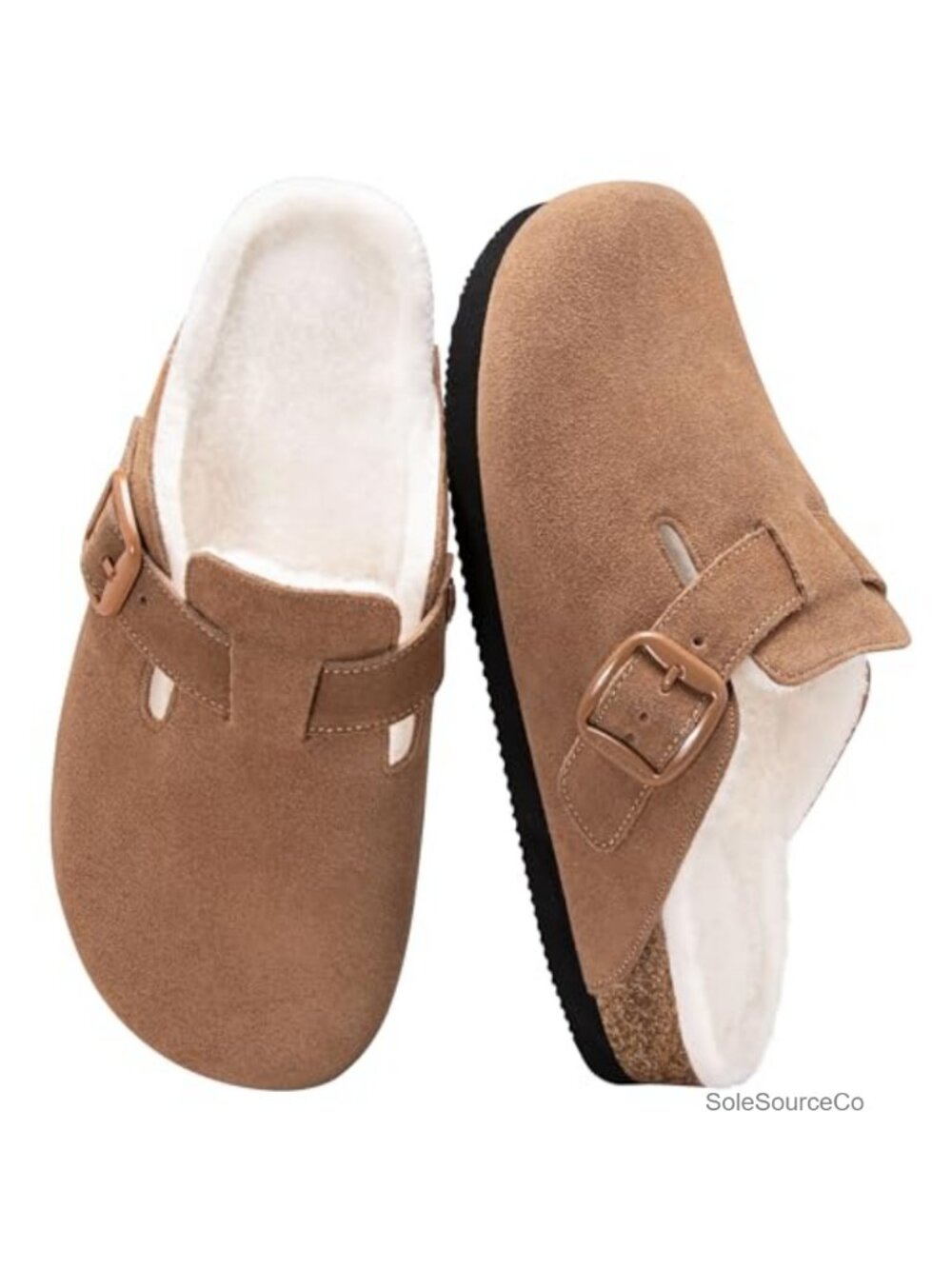 Fuzzy Suede Clogs Faux Leather Mules Plush Lined Non Slip Comfort Shoes
